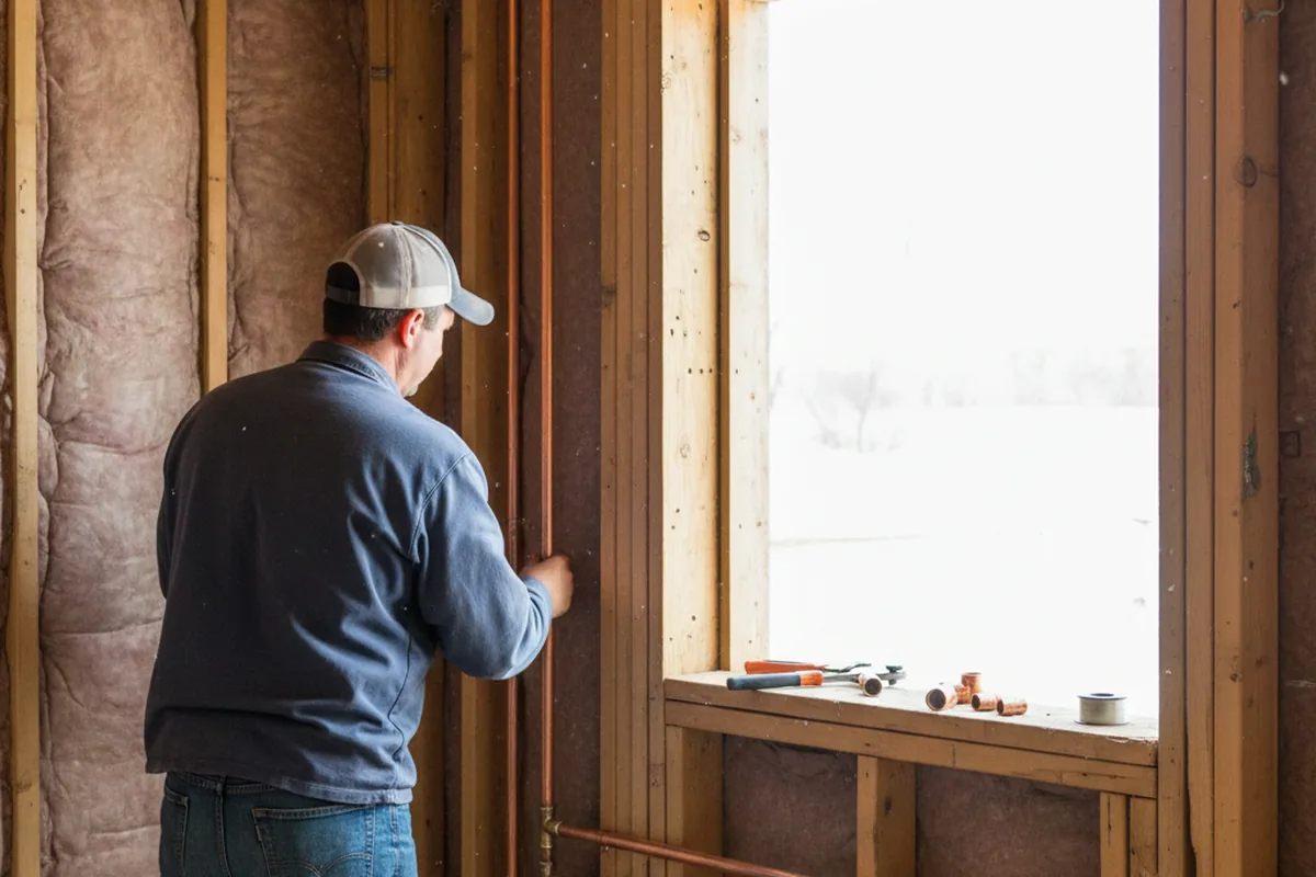 Licensed plumber running new copper supply lines in a Grand Canyon home